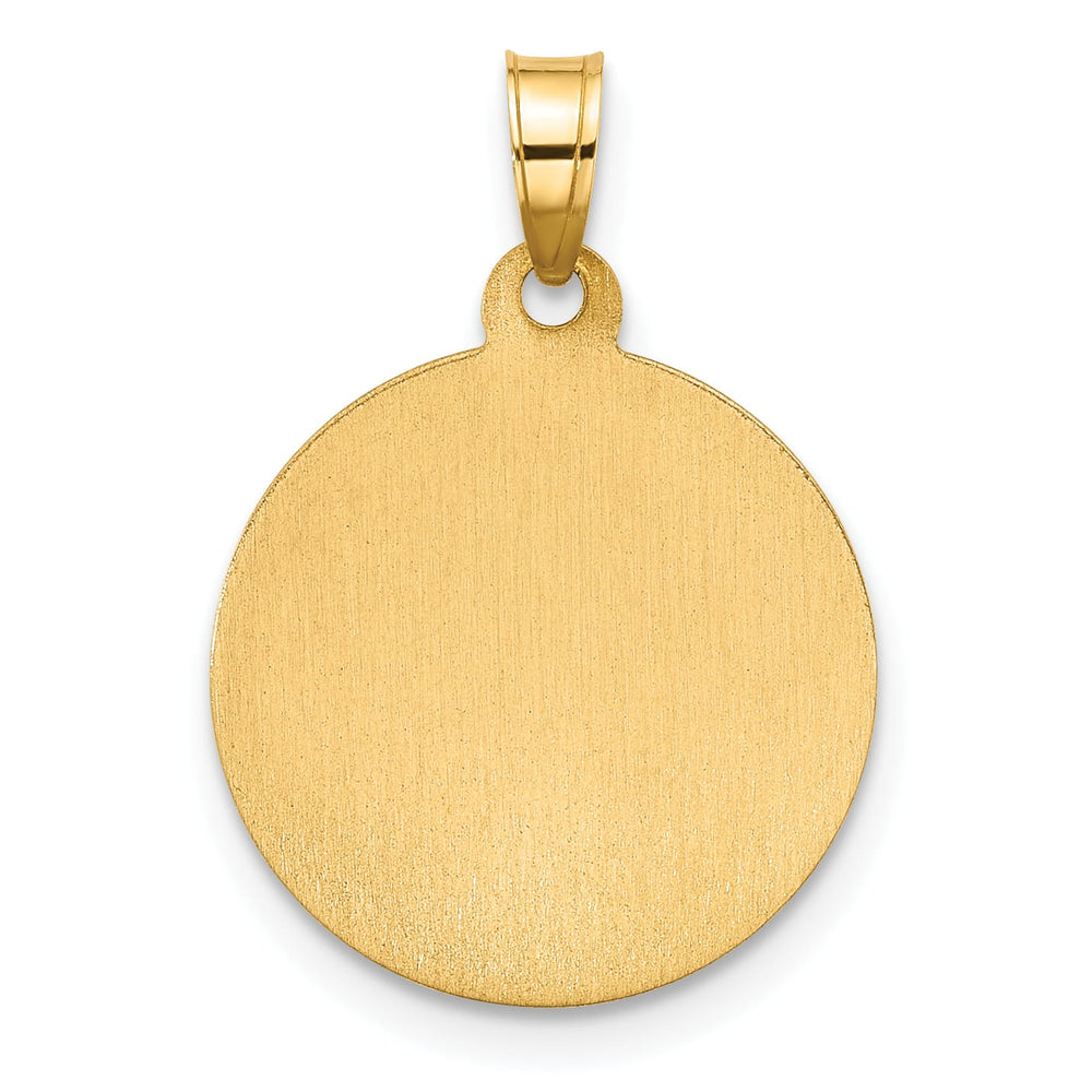 14K Yellow Gold Satin and Polished St. Anthony Medal Round Pendant