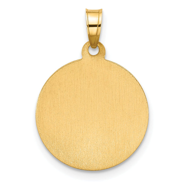 14K Yellow Gold Satin and Polished St. Anthony Medal Round Pendant