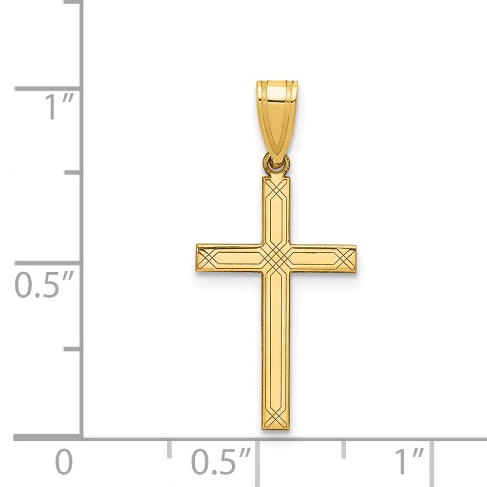 14K Yellow Gold Satin Cross Charm 20x12mm, view 3 of 4