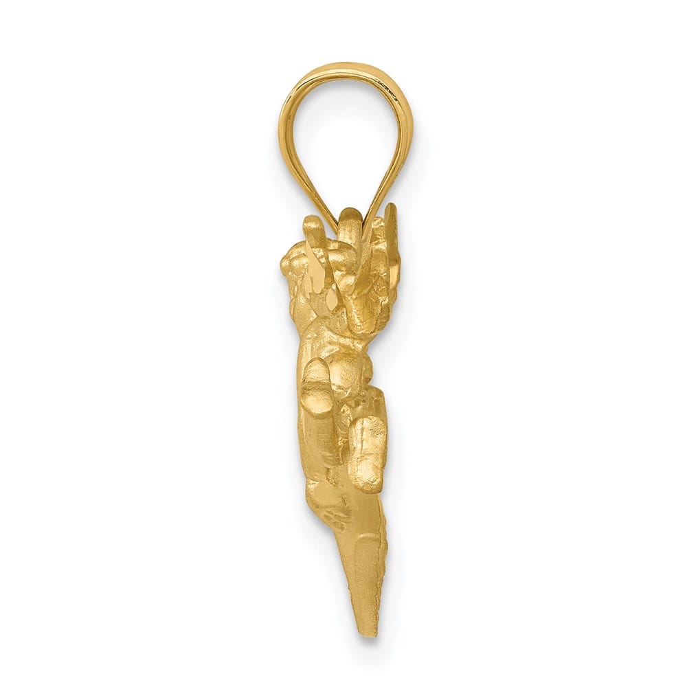 14K Yellow Gold Satin D.C. Angels with Heart Pendant