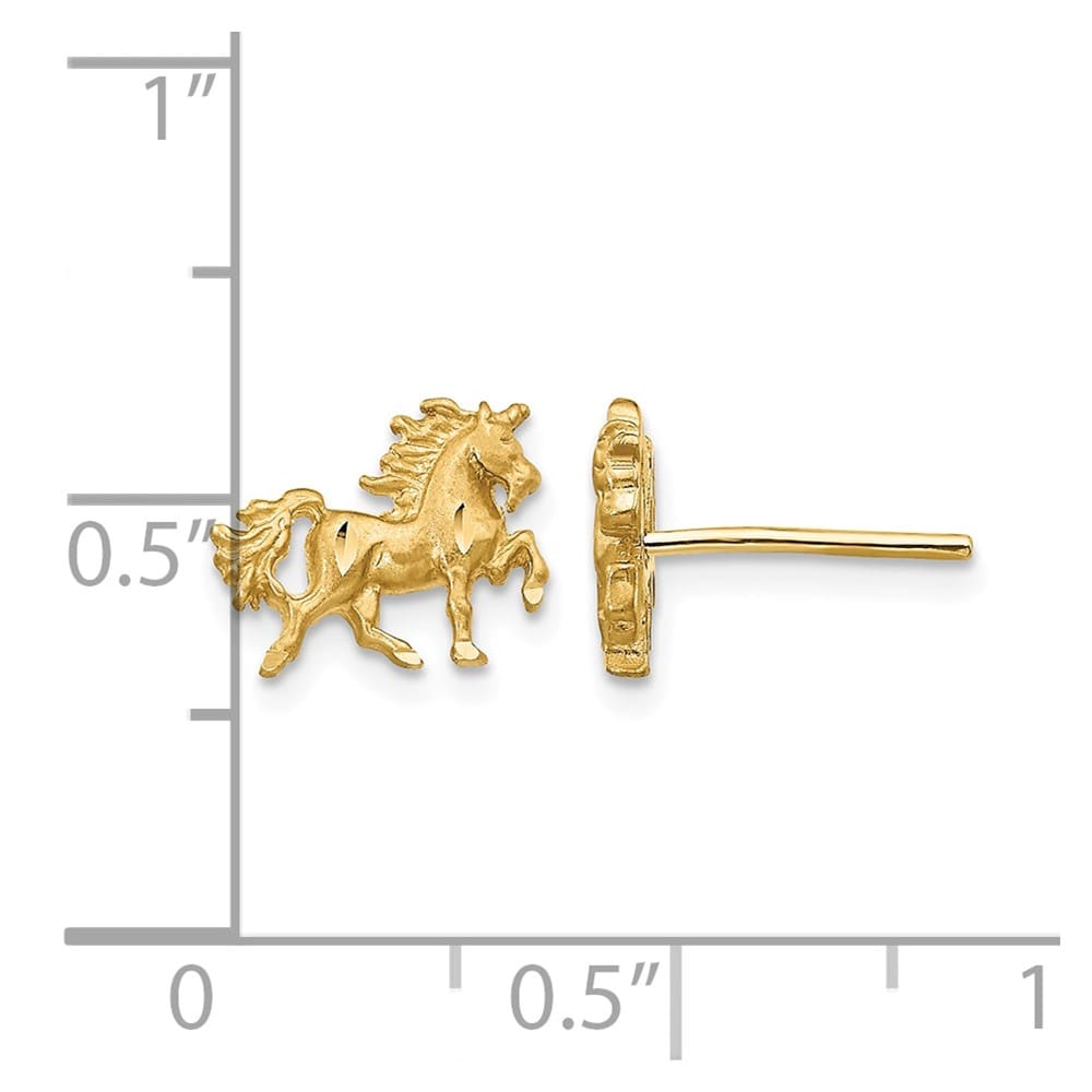 14K Yellow Gold Satin D.C. Unicorn Post Earrings, view 4 of 4