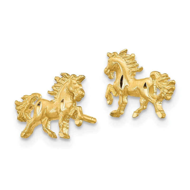 14K Yellow Gold Satin D.C. Unicorn Post Earrings, view 2 of 4