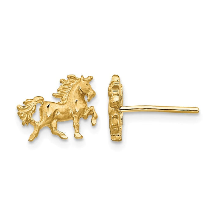 14K Yellow Gold Satin D.C. Unicorn Post Earrings, view 1 of 4