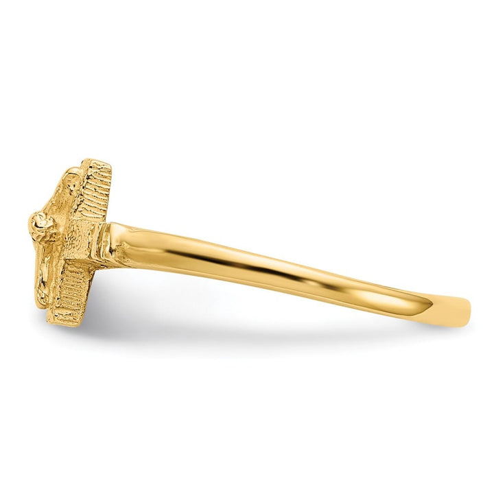 14k Yellow Gold Satin Finish Crucifix Ring