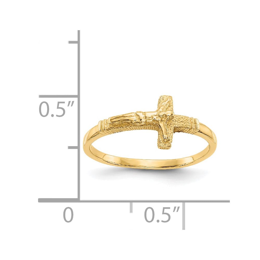14k Yellow Gold Satin Finish Crucifix Ring