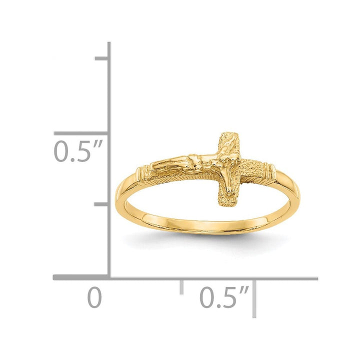 14k Yellow Gold Satin Finish Crucifix Ring