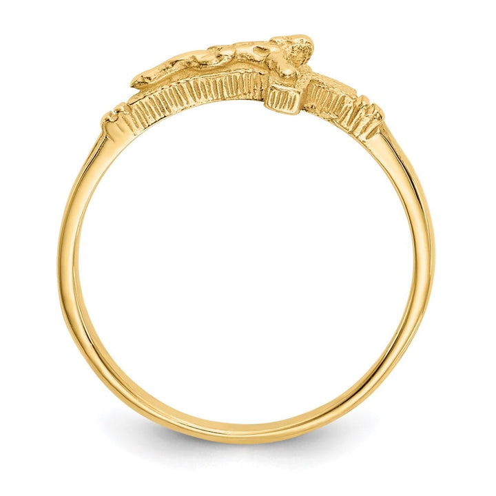 14k Yellow Gold Satin Finish Crucifix Ring