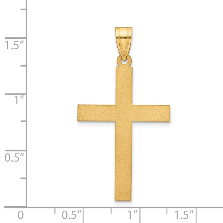 14K Yellow Gold Satin Polished Cross Pendant 34x21mm, view 3 of 3
