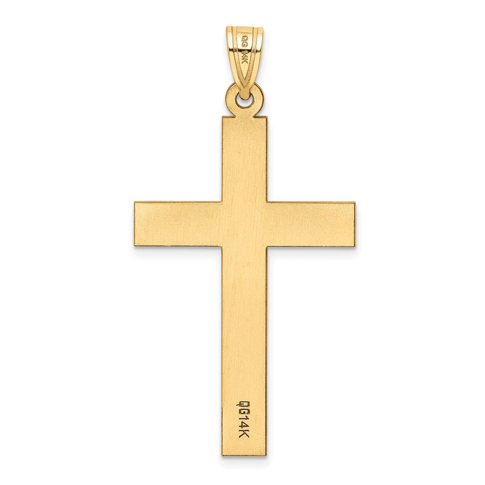 14K Yellow Gold Satin Polished Cross Pendant 40x23mm, view 4 of 4