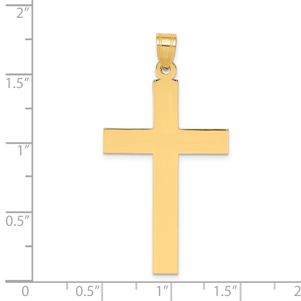 14K Yellow Gold Satin Polished Cross Pendant 40x23mm, view 3 of 4