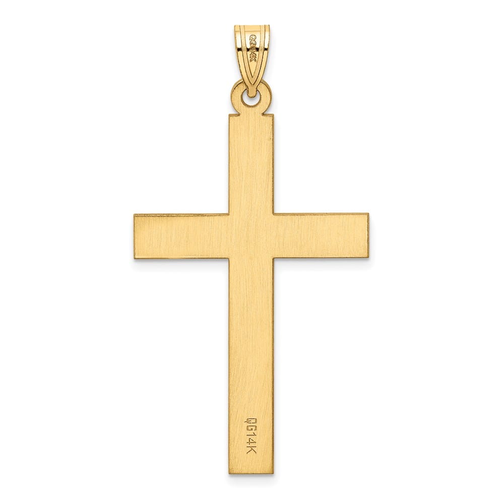 14K Yellow Gold Satin Polished Cross Pendant 42x25mm, view 4 of 4