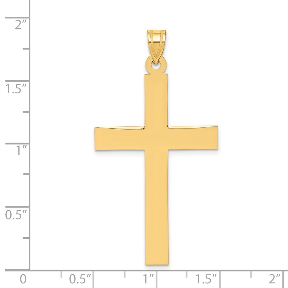 14K Yellow Gold Satin Polished Cross Pendant 42x25mm, view 3 of 4