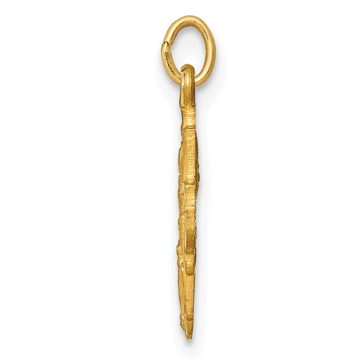 14K Yellow Gold Satin Solid Small 4-Way Medal Charm