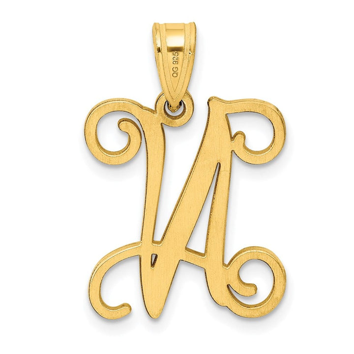 14K Yellow Gold Script Letter N Initial Pendant