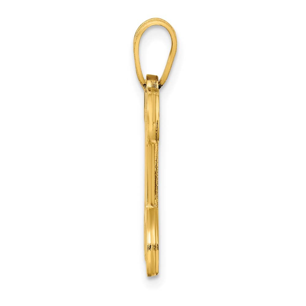 14K Yellow Gold Script Letter N Initial Pendant