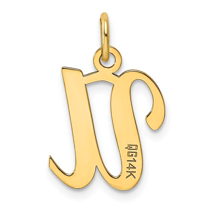 14K Yellow Gold Script Letter U Initial Charm
