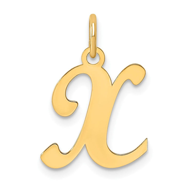 14K Yellow Gold Script Letter X Initial Charm
