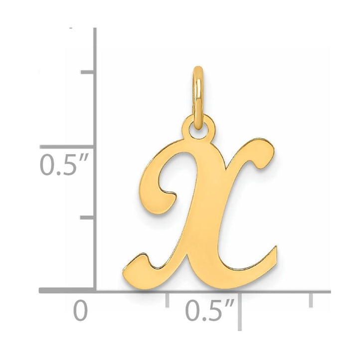 14K Yellow Gold Script Letter X Initial Charm