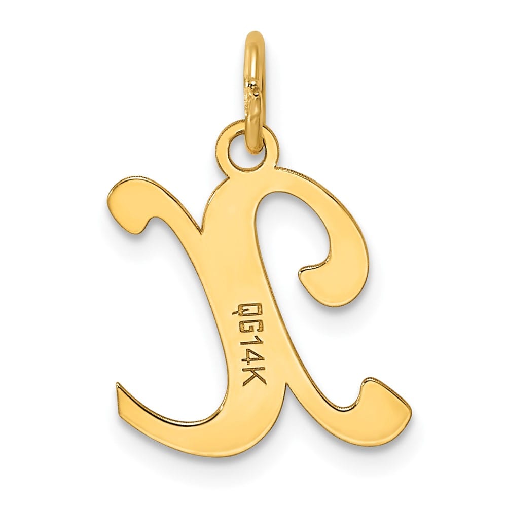 14K Yellow Gold Script Letter X Initial Charm