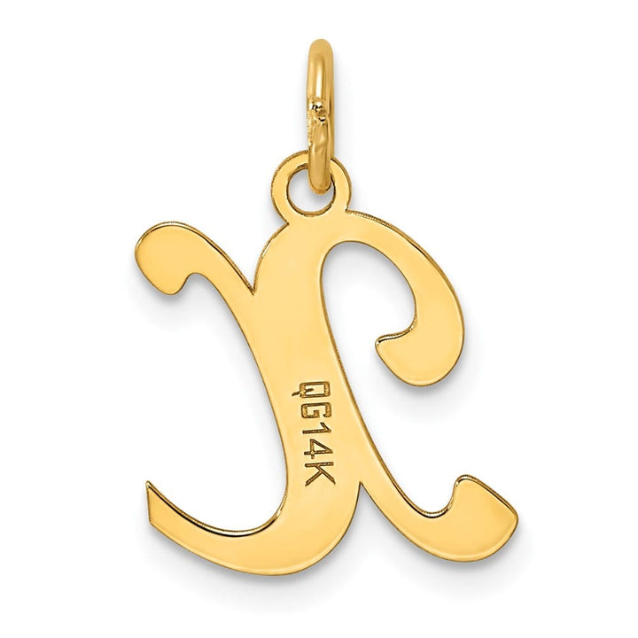 14K Yellow Gold Script Letter X Initial Charm