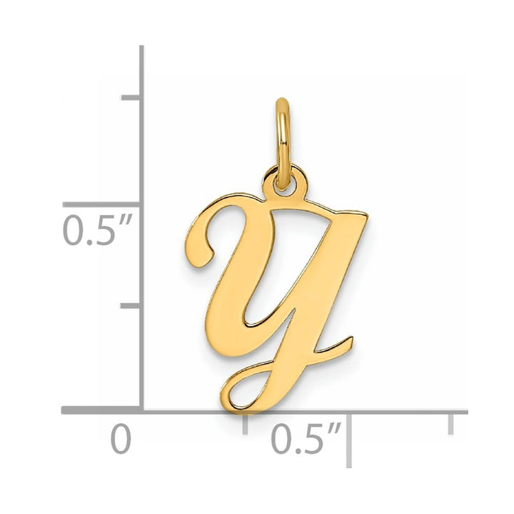 14K Yellow Gold Script Letter Y Initial Charm