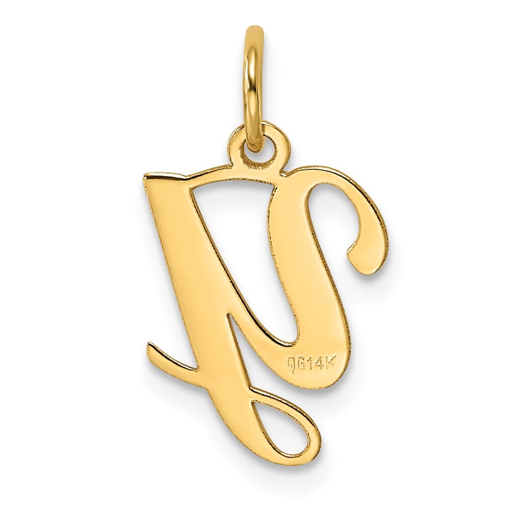 14K Yellow Gold Script Letter Y Initial Charm