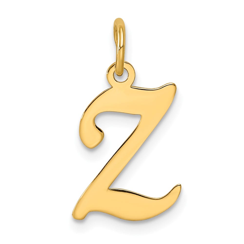 14K Yellow Gold Script Letter Z Initial Charm