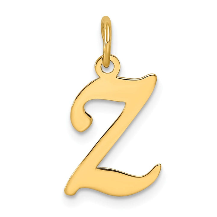 14K Yellow Gold Script Letter Z Initial Charm