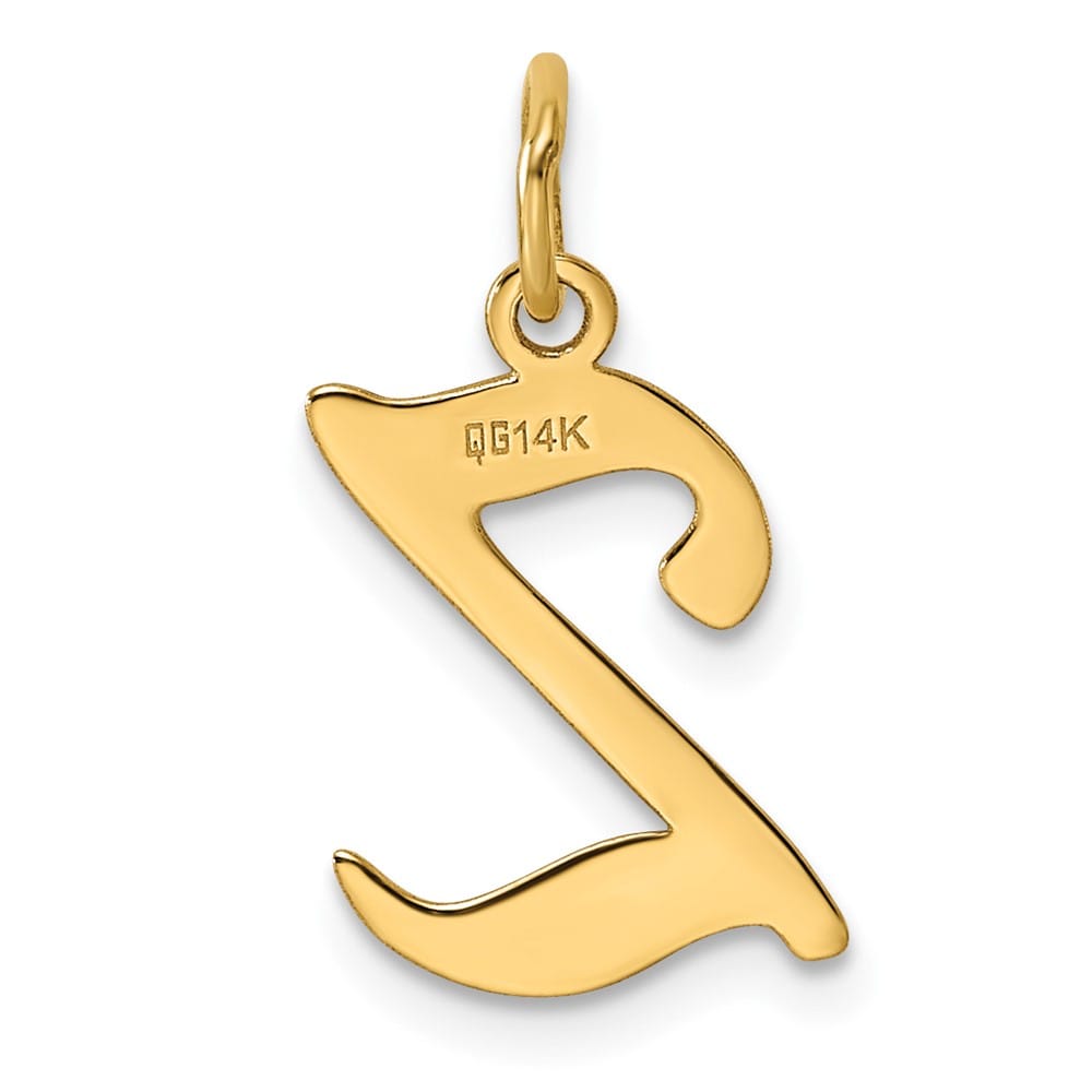 14K Yellow Gold Script Letter Z Initial Charm