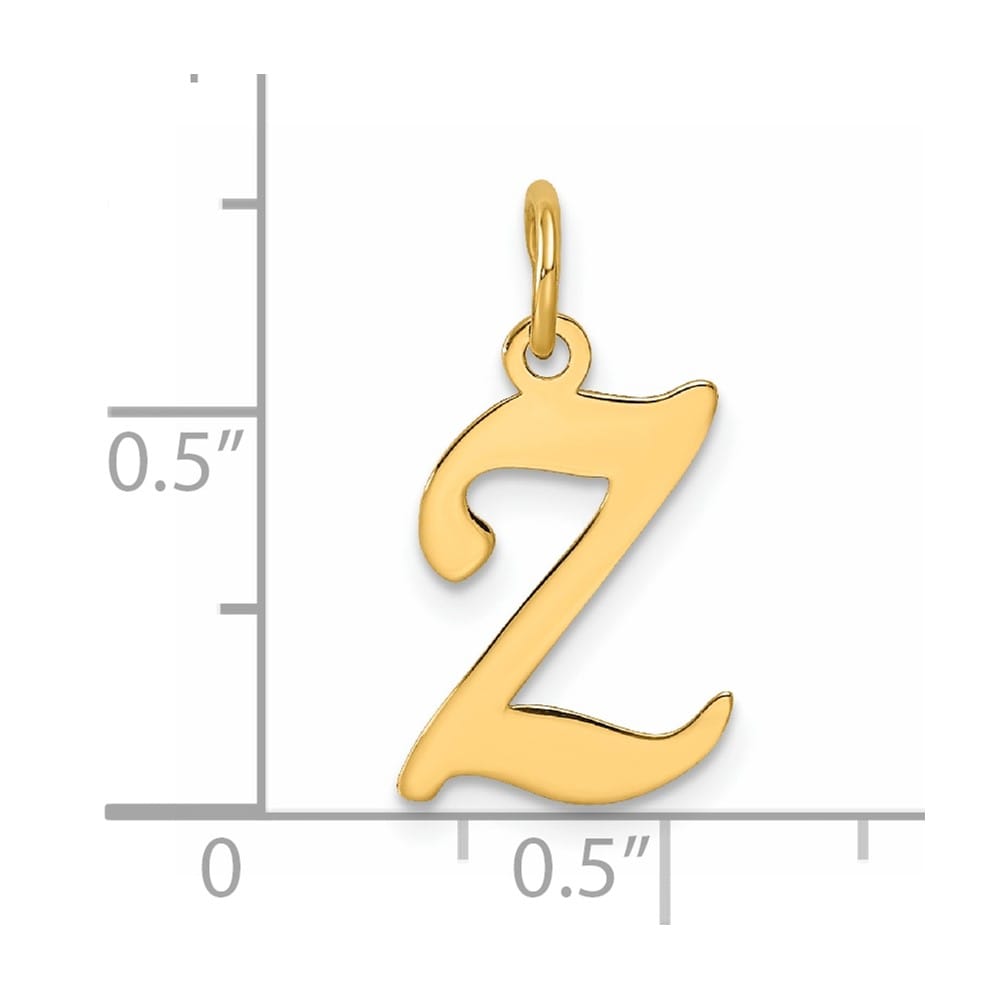 14K Yellow Gold Script Letter Z Initial Charm