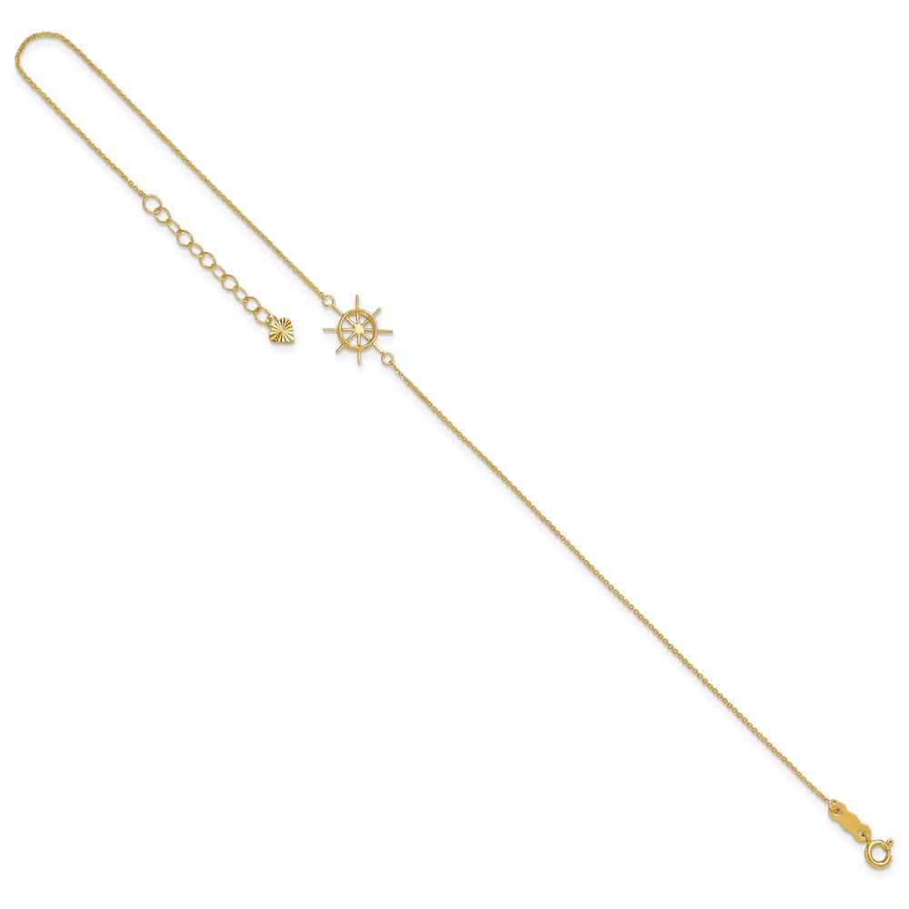14K Yellow Gold Ships Wheel Anklet