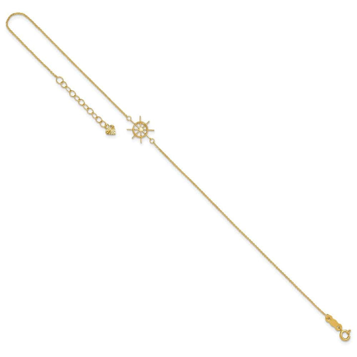 14K Yellow Gold Ships Wheel Anklet