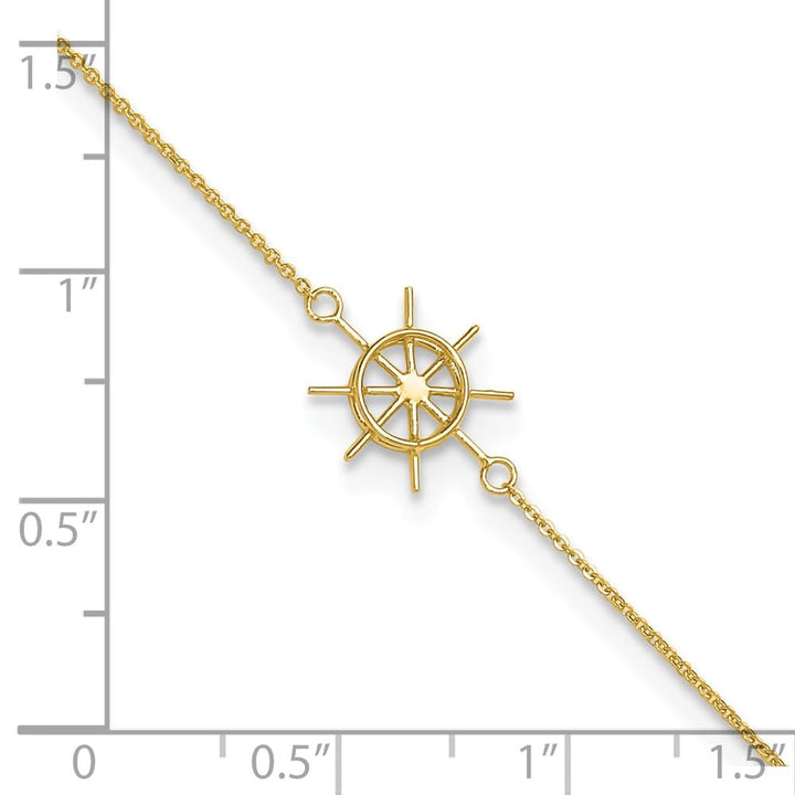 14K Yellow Gold Ships Wheel Anklet