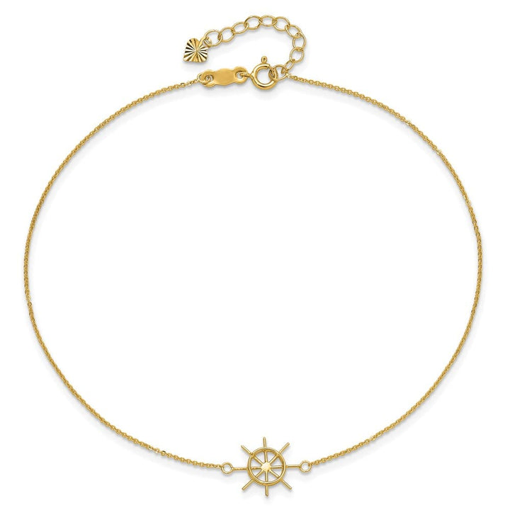 14K Yellow Gold Ships Wheel Anklet