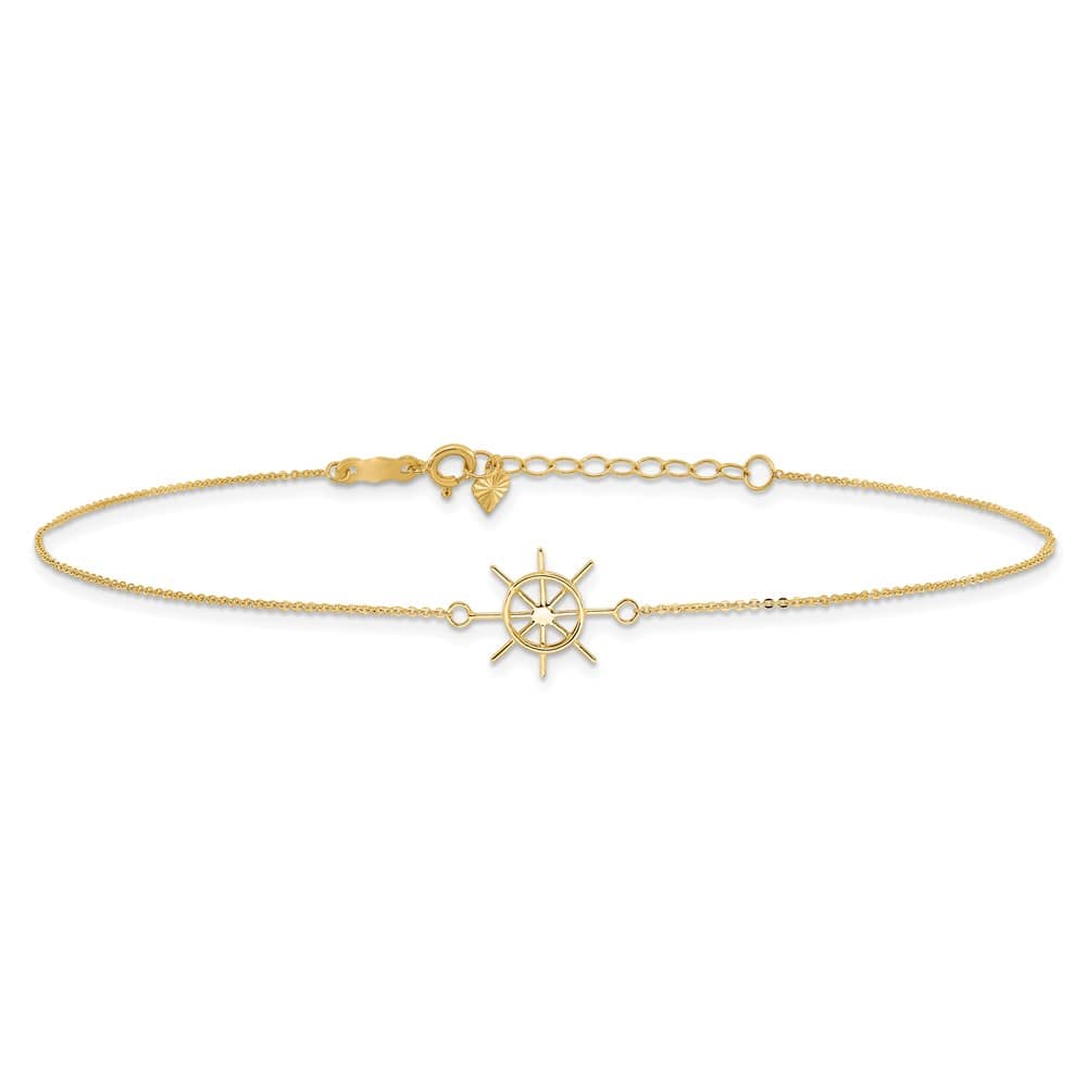 14K Yellow Gold Ships Wheel Anklet