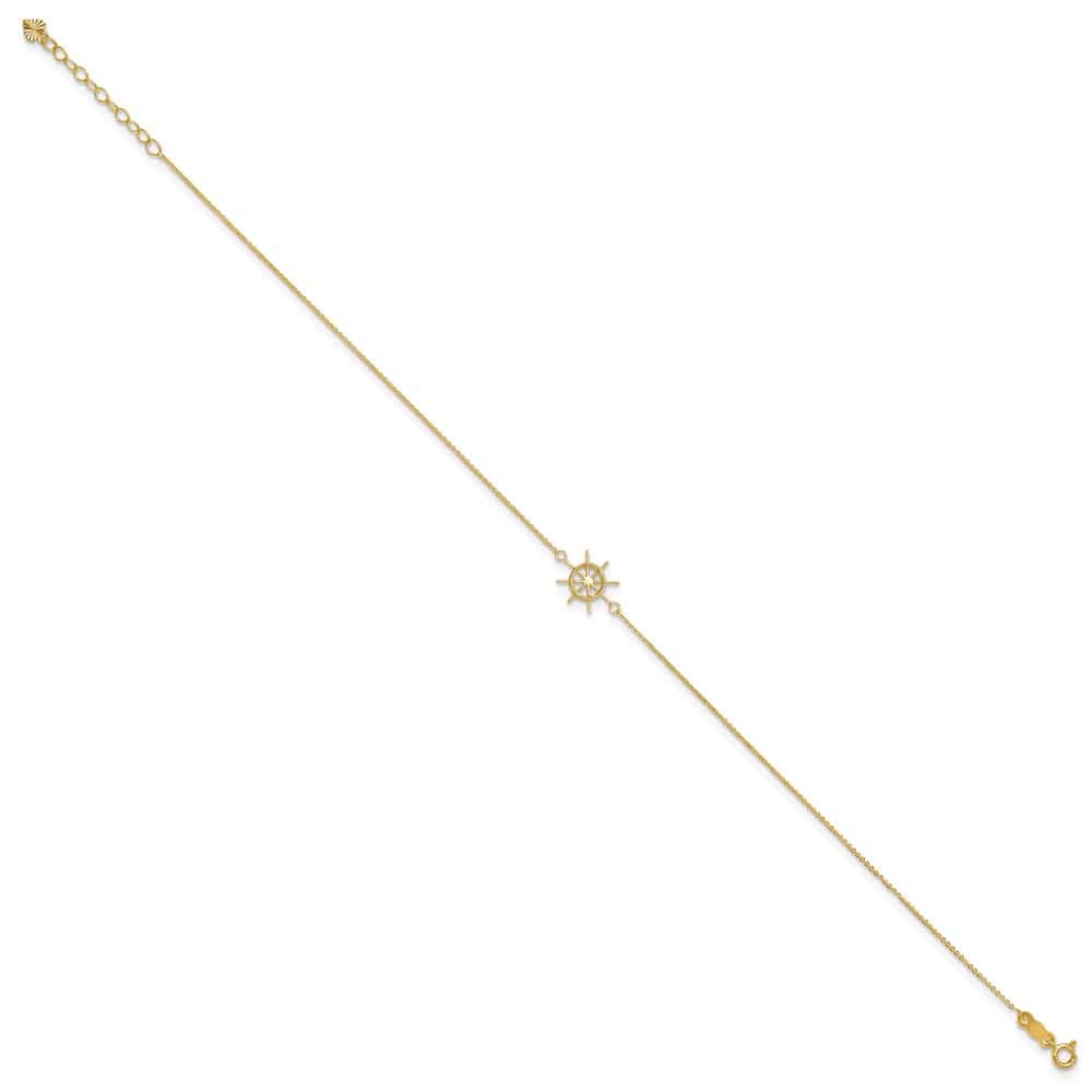 14K Yellow Gold Ships Wheel Anklet