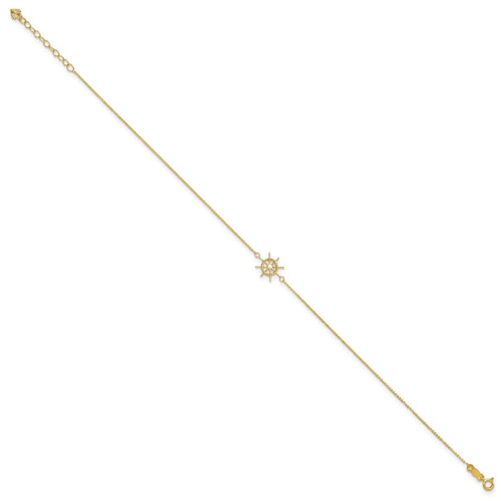 14K Yellow Gold Ships Wheel Anklet