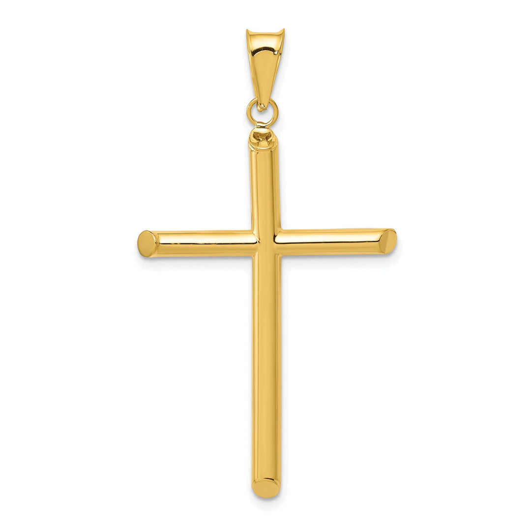 Lovely Rita's 14K Yellow Gold Sleek 3-D Polished Hollow Latin Cross Pendant