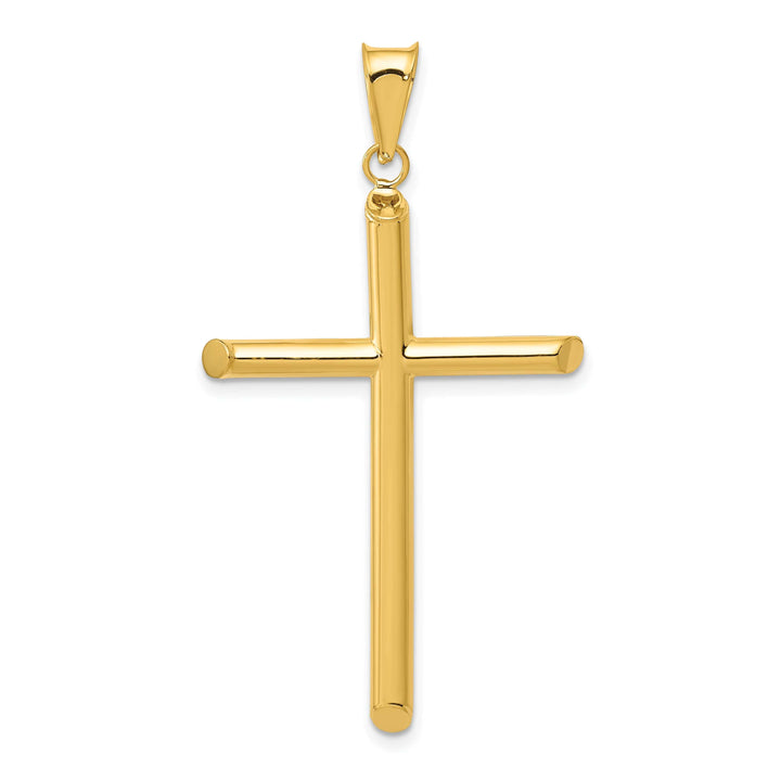 Lovely Rita's 14K Yellow Gold Sleek 3-D Polished Hollow Latin Cross Pendant