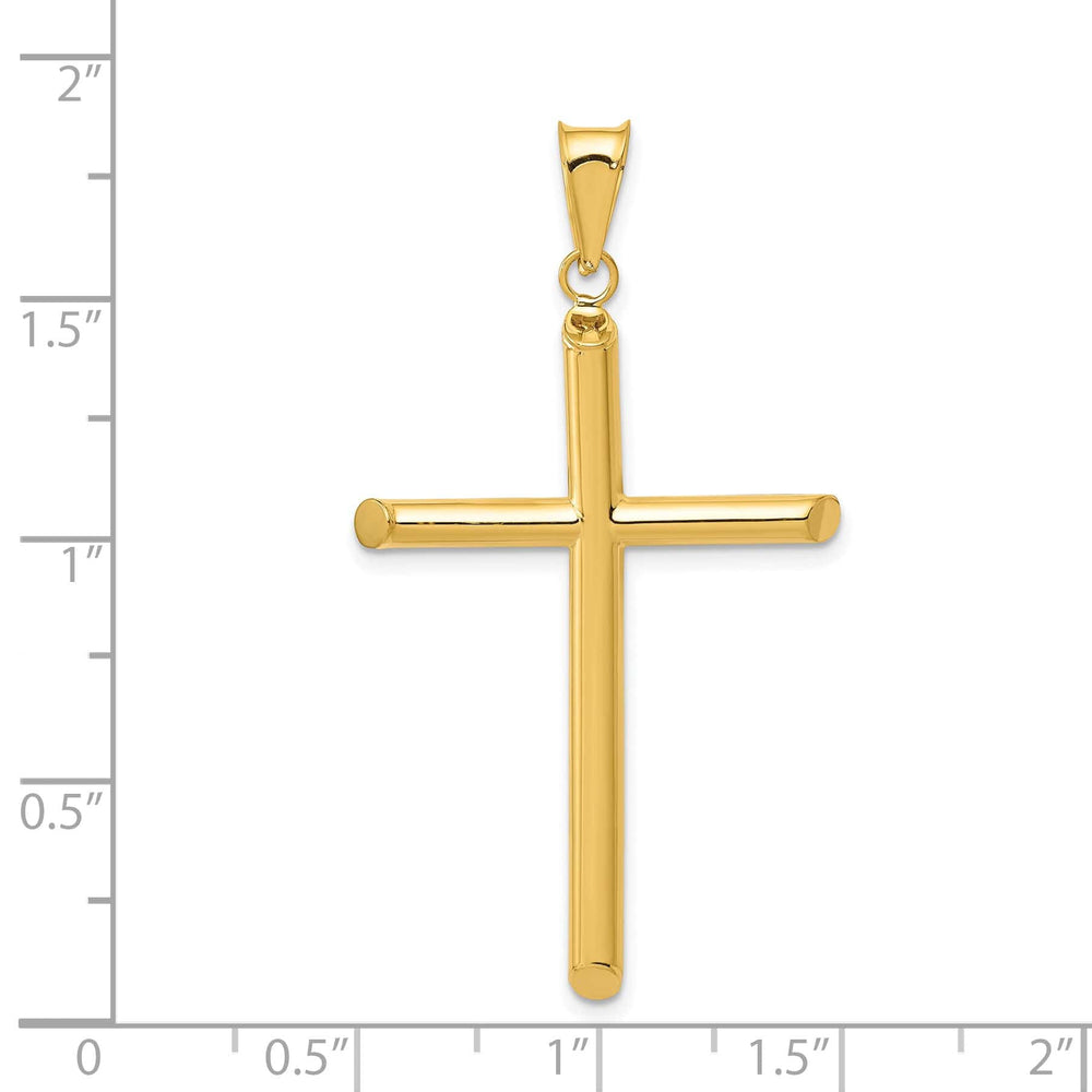 Lovely Rita's 14K Yellow Gold Sleek 3-D Polished Hollow Latin Cross Pendant