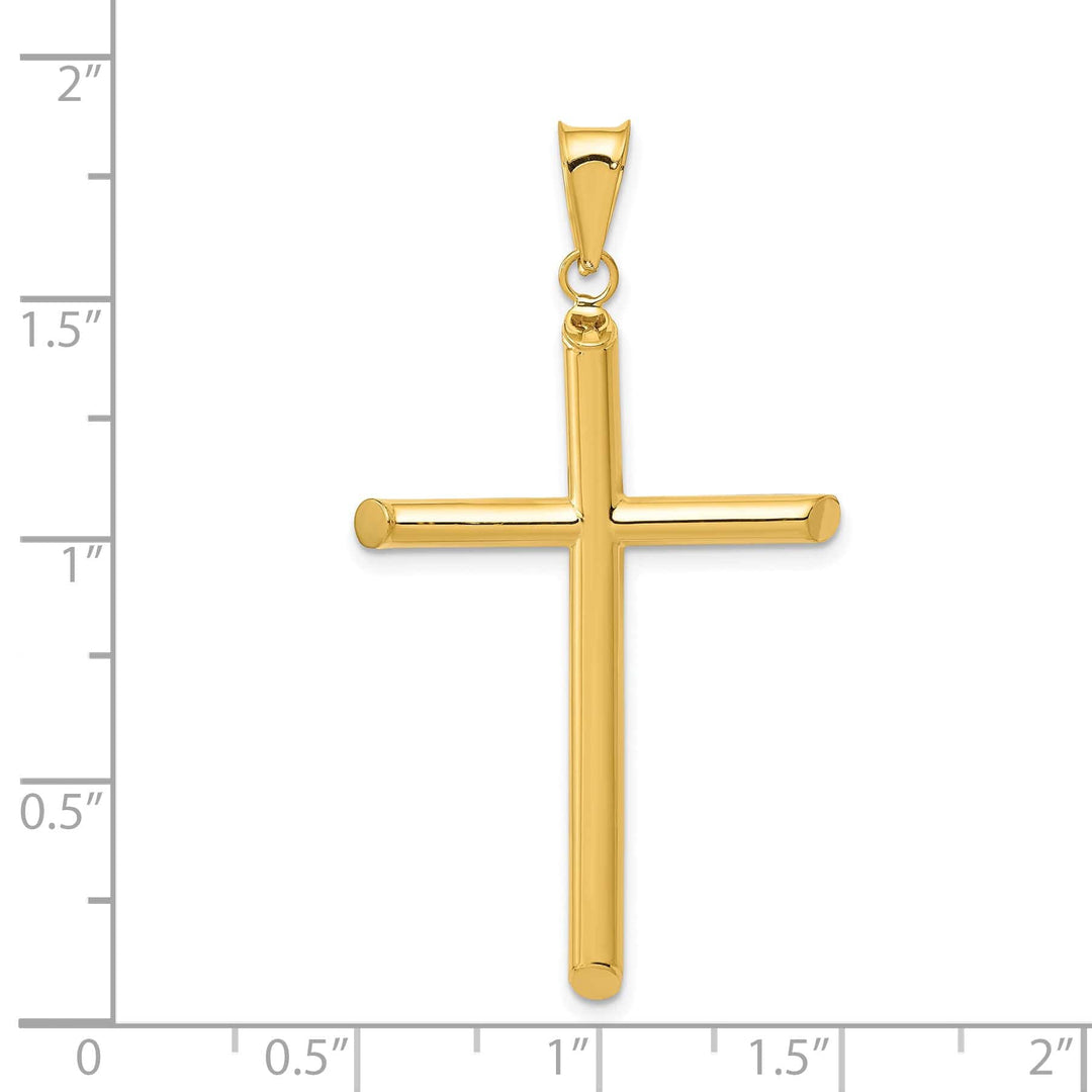 Lovely Rita's 14K Yellow Gold Sleek 3-D Polished Hollow Latin Cross Pendant