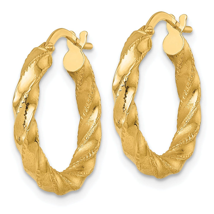 14K Yellow Gold Sleek Diamond-Cut 20mm Twisted Hoops