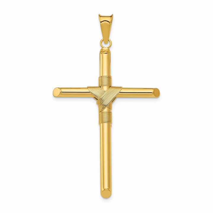 Lovely Rita's 14K Yellow Gold Sleek Polished Center Wrap Tube Latin Cross