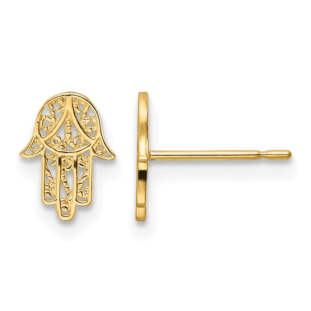 14K Yellow Gold Small Hamsa Post Earrings