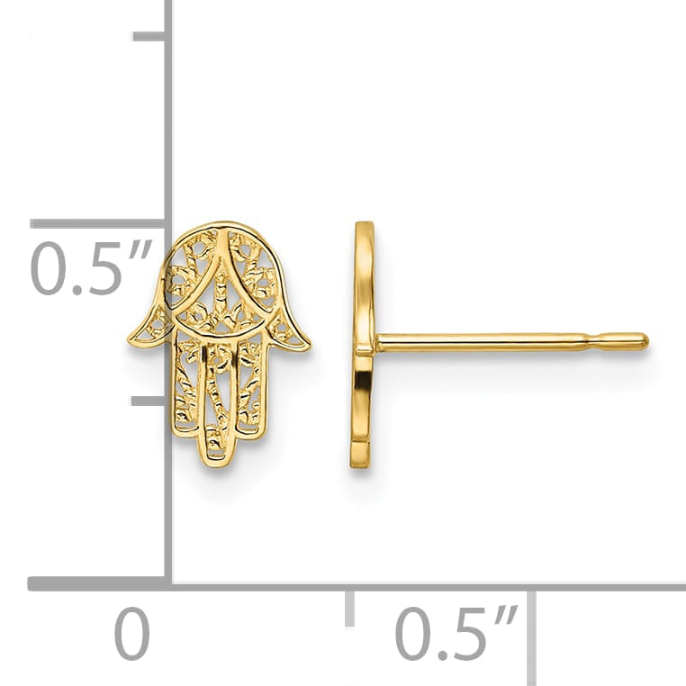 14K Yellow Gold Small Hamsa Post Earrings