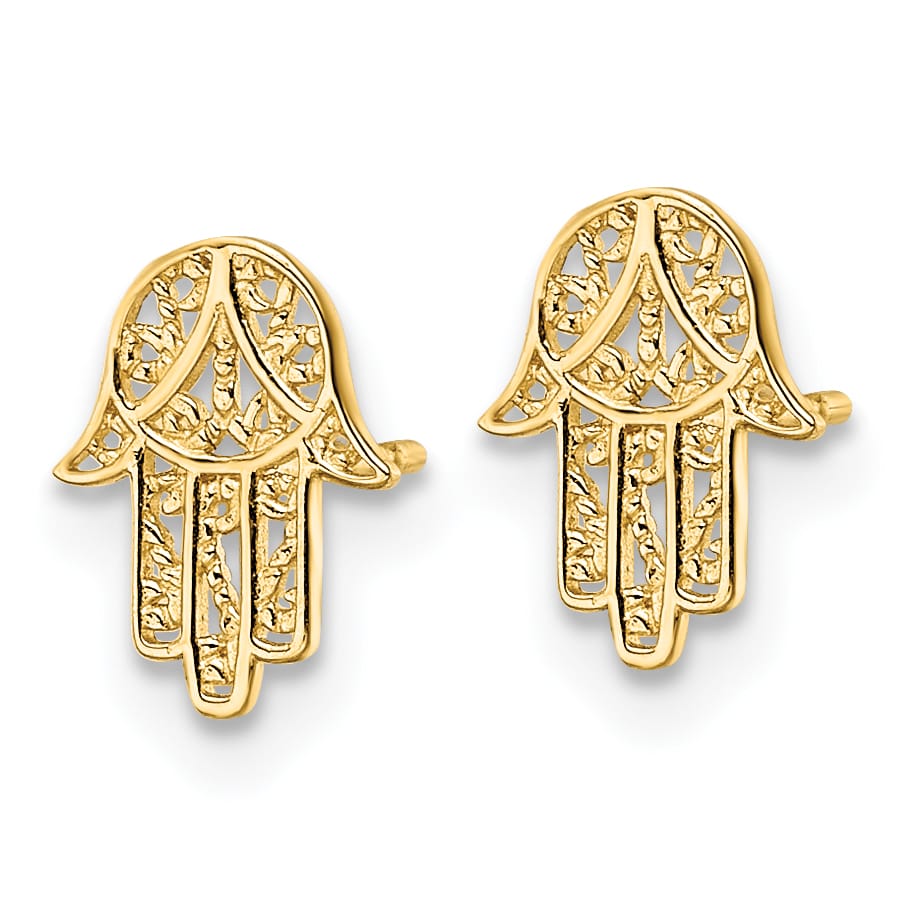 14K Yellow Gold Small Hamsa Post Earrings