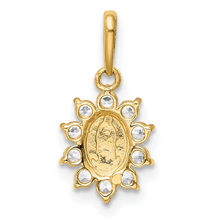 14K Yellow Gold Small Our Lady of Guadalupe CZ Oval Pendant