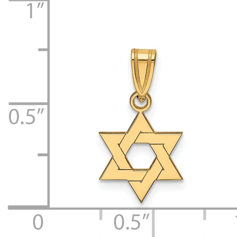 14K Yellow Gold Small Polished Star of David Pendant