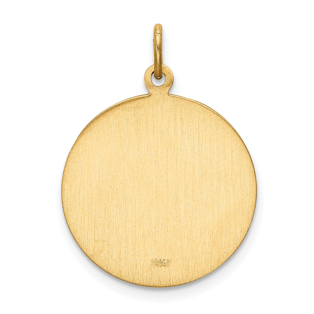 14K Yellow Gold Small Round St. Christopher Medal Pendant