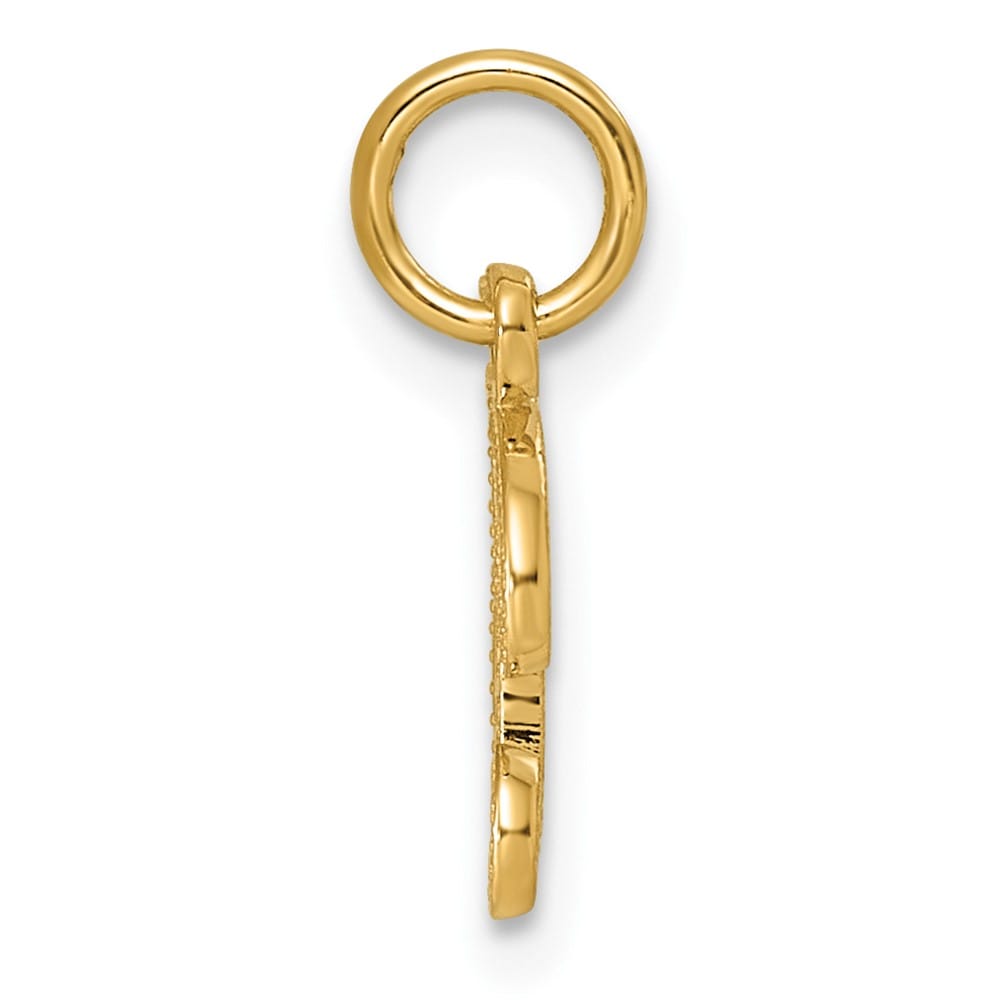 14K Yellow Gold Small Script Design Letter B Initial Charm Pendant